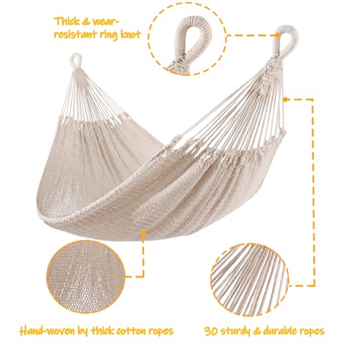 ZEAN-Handwoven-Hammock-by-Thick-Cotton-Rope-XXL-Two-Person-Hammock-for-Outside-Patio-Backyard-Garden-550LB-Capacity