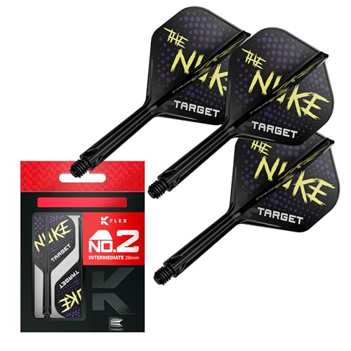 Target Darts Luke Littler World Champion K-Flex Flights und Schaftsystem, No.2 (Intermediate, 26mm) | The Nuke 2025 Edition K-Flex, All-in-One integrierte Flights und Schäfte (3er Pack)