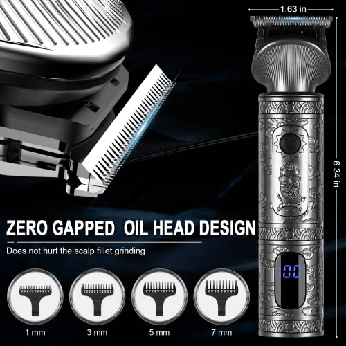 Image of Hatteker Hair Cutting Trimmer Kit for Men, Professional Hair Clipper Trimmer T-Blade Trimmer Nose Trimmer Beard Hair Shaver Nose Trimmer Hair Cutting Body Grooming Kit 6 in 1