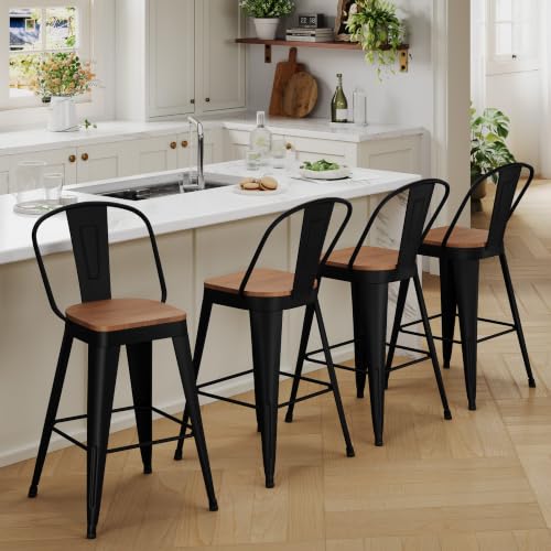 Yongqiang Barstools Set of 4 Counter Height Bar...