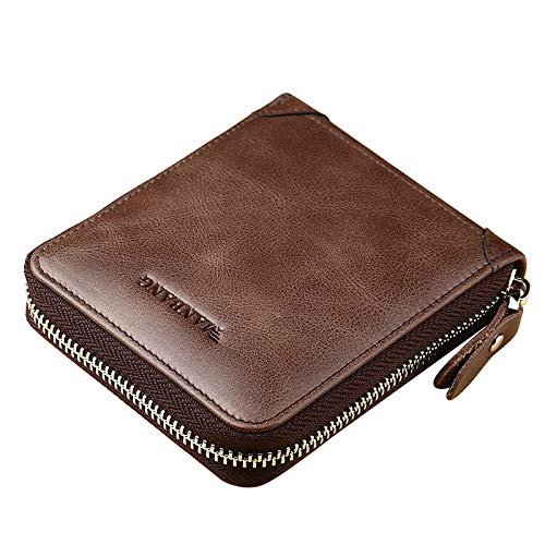 Wallet Fashion Genuine Leather Men Wallet Small Men Wallet Zipper Male Short Coin Purse, Beige, Small3