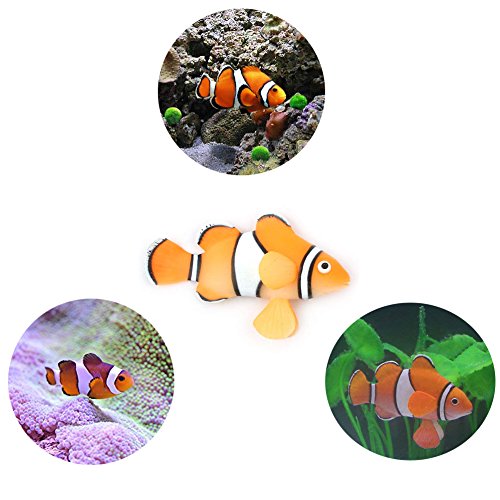 Ldexin 2 Pack Silicone Artificial Aquarium Floating Clownfish Decoration Fish Tank Decor Underwater Saltwater Fake Fish Glowing Ornament #TOP4