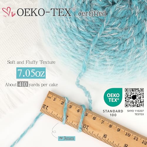 Image of Katech Ombre Yarn for Crocheting-Large Skein of Gradient Yarn Cake-2 Pack of 200g /7.05 oz-80% Acrylic,20% Nylon- #4 Medium-Perfect for Star Blankets, Scarves, Shawls and Garments (K)