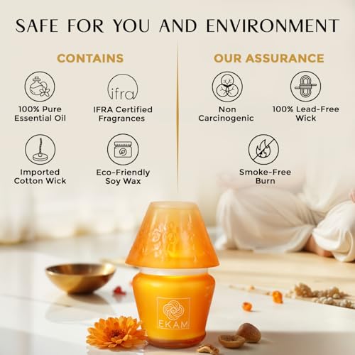 Image of EKAM Scented Frost Glass Lampshade Candle | Temple Bloom Scented Candle | Luxury Fragrances| Ideal for Home Decor, Aromatherapy & Gifting | 22 Hours Burn time |114 g