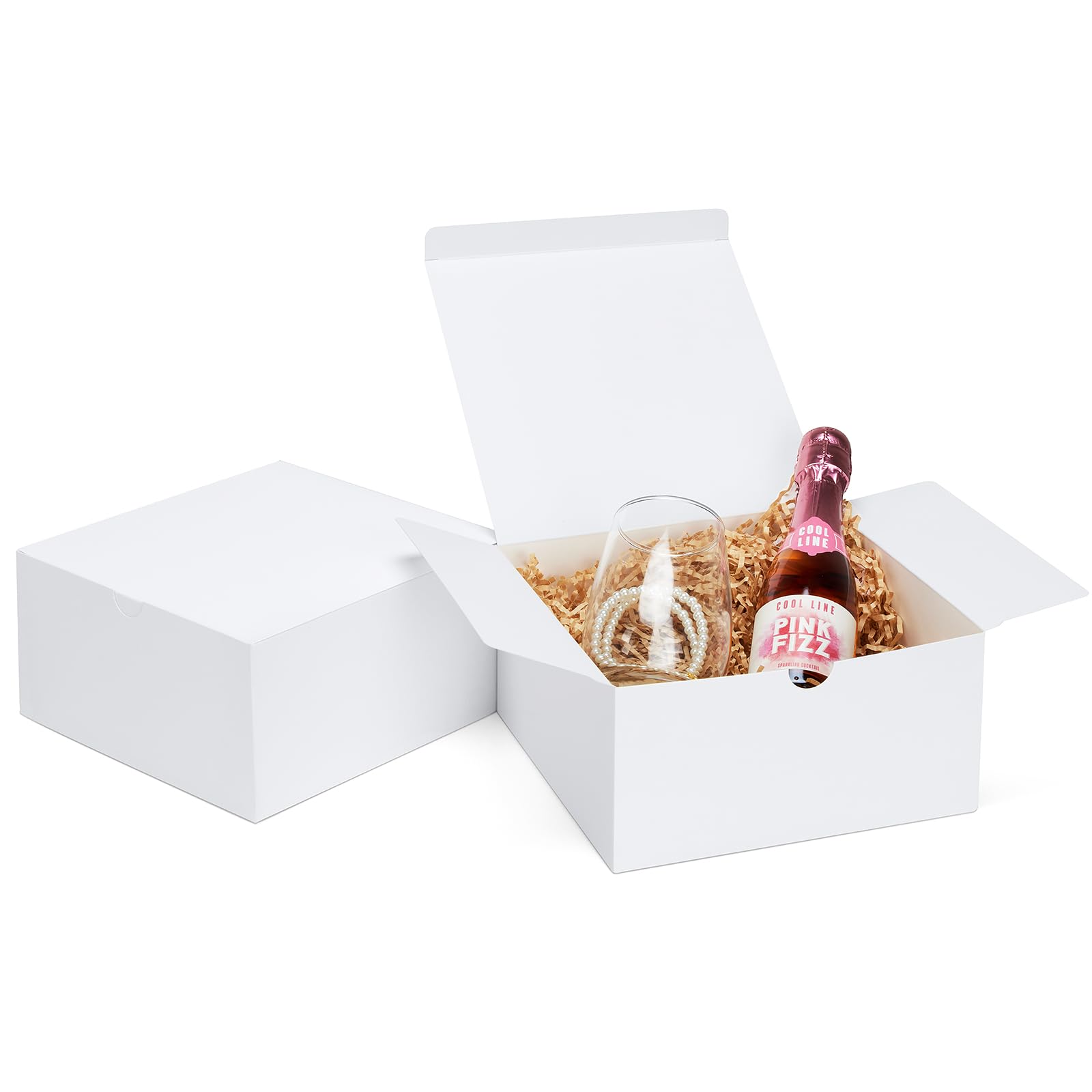 Lot De 10 Boîtes Cadeaux Blanches Avec Couvercles, 20 X 20 X 10 Cm Groo