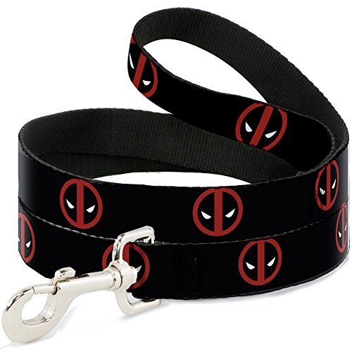 Dog Leash Deadpool Logo Black Red White 6 Feet Long 0.5 Inch Wide