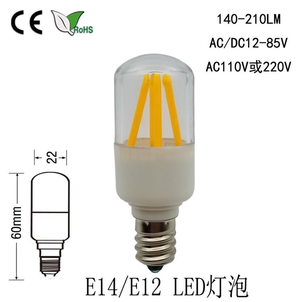 1fortunate lights, Paquete de 50 bombillas LED for frigorífico, CA 220 V, T22, E12/E14, 3 W, for máquina de coser(3000K Warm white,E14)