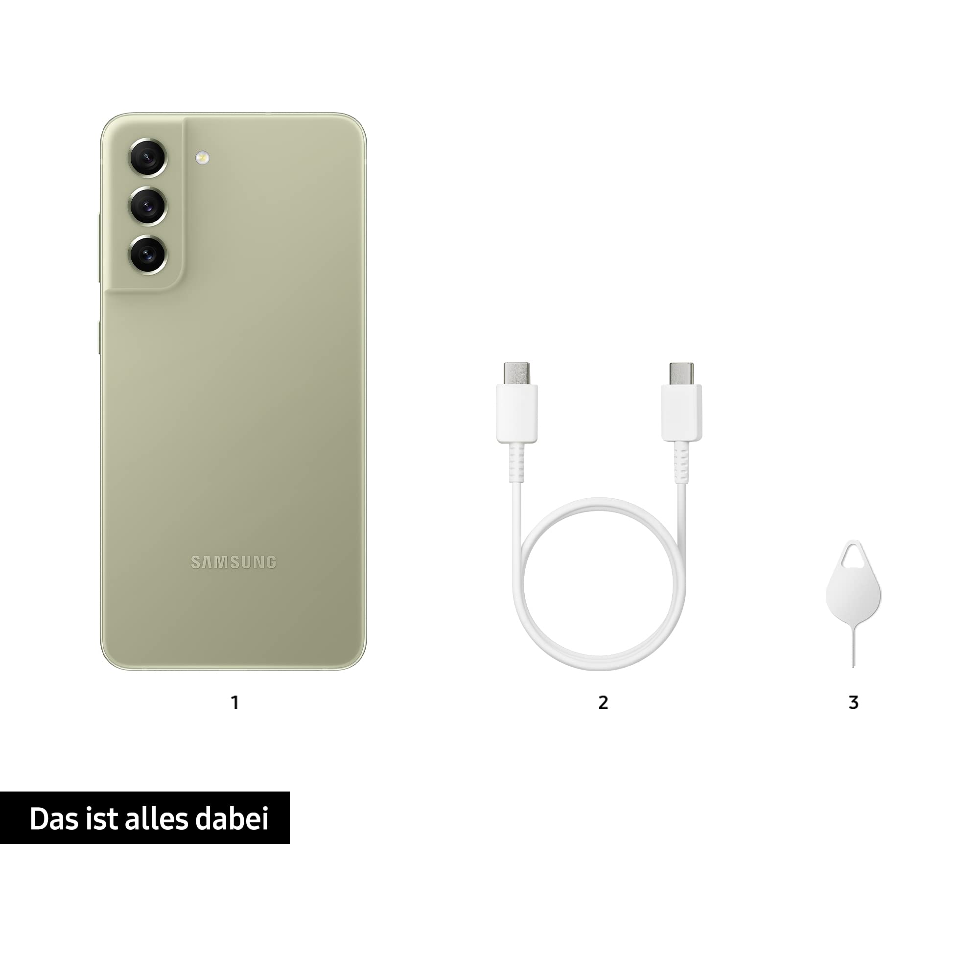 Samsung Galaxy S21 FE 5G, smartfon z systemem Android, wyświetlacz Dynamic AMOLED 6,4 cala, akumulator 4500 mAh, 256 GB/8 GB RAM, telefon komórkowy w kolorze oliwkowym, w zestawie