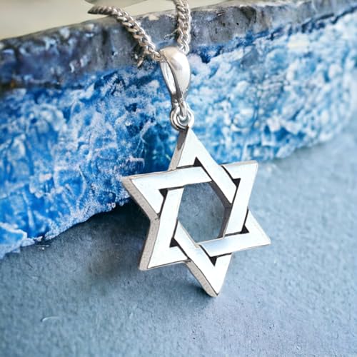 925 Sterling Silver Jewish Star of David Necklace - Interlocking Magen David Pendant - Handmade Jewelry for Men Women - Estrella de David - Religious Judaica Amulet2