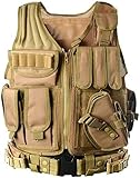 CrogaGear 600D Tactical Outdoor Vest for Adults S-XXXXL Breathable and Adjustable for Training and Sports (Tan)