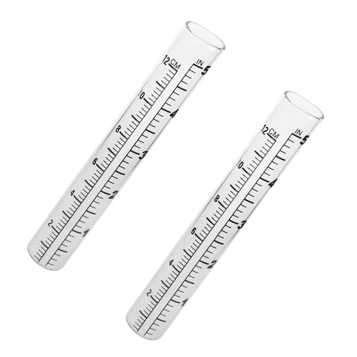 balacoo 2Pcs Flat Bottomed Glass Test Tube Rain Gauge with Scale for Accurate Rainfall Measurement Design for Farming Meteorological Research and Climate Studies