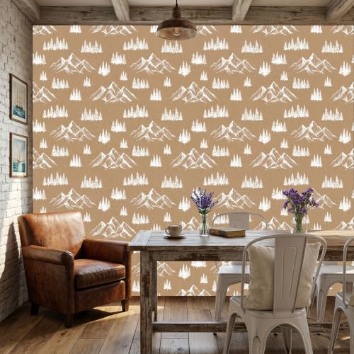 Décoration murale montagnes et pins pour salon avec ce papier peint panoramique
