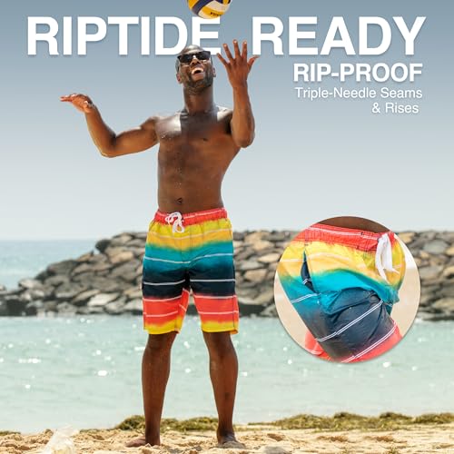 Image of Kanu Surf Men's Big Viper Extended Size Stripe Swim Trunk