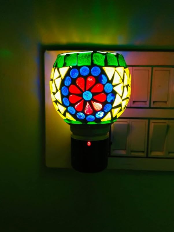 DHARTI MART Ceramic Kapur Dani Electrical Camphor Diffuser Home Fragrance Aroma Glass Kapoor Dani Night Lamp (Pcs-1, 4-Design)