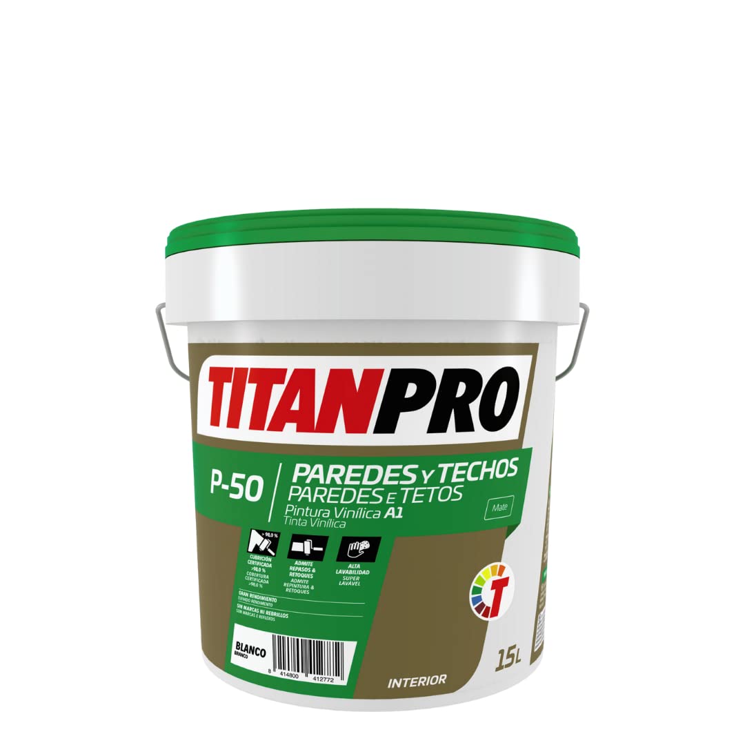 Pintura vinílica Blanca Extra mate 15L P50 Titan Pro