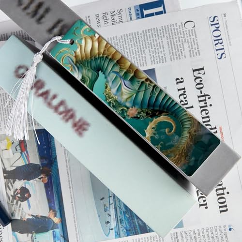 6 Marque-pages hippocampe à pompons pour vos livres - 6