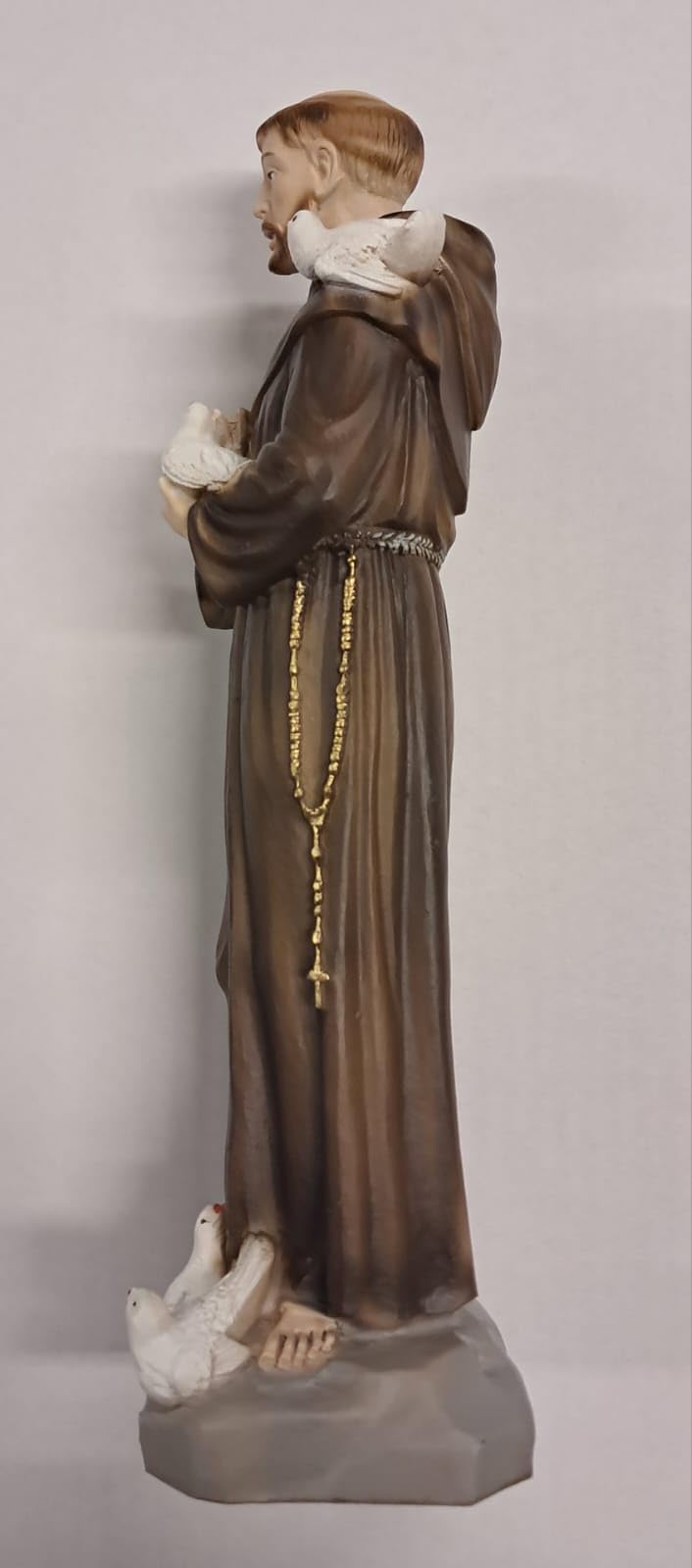 Generico ArteSacraCaravaggio figurka św. Franciszka z Asyżu, marmur, żywica 30 cm (11,81 cala), do użytku wewnątrz i na zewnątrz, ręcznie zdobiona, produkcja włoska