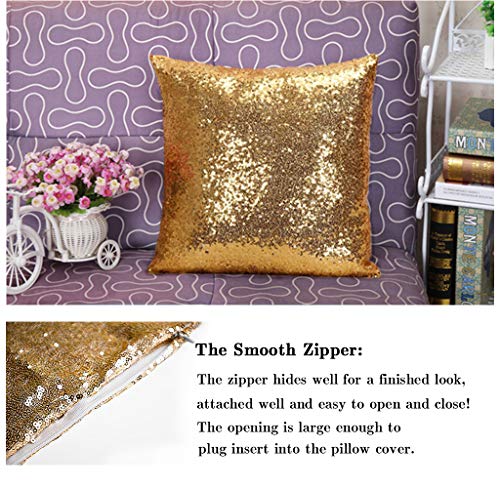 Shinybeauty Sequin Pillow Case Sequin Throw Pillow Covers Gold 18X18-Inch Sequin Backdrop Tablecloths Table Runner Birthday Decorations Glitter Square Pillow Cover For Parties thumb #4