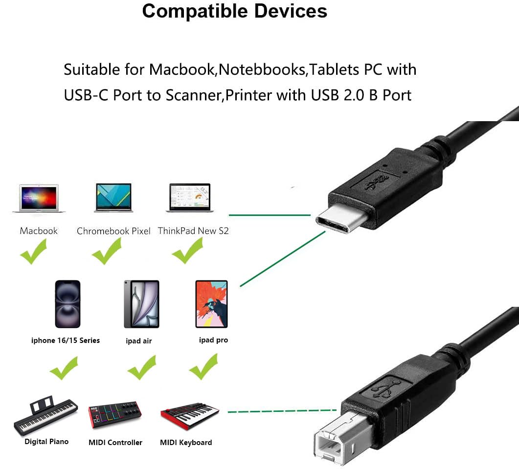 Amazon.com: Type C Printer Cable Compatible with MacBook Pro