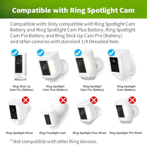 Image of 360 Adjustable Wall Mount for Ring Spotlight Cam Battery /Cam Plus /Pro (Battery), Suitable for Indoor /Outdoor Use, Perfect View Angle for Your Surveillance Camera System