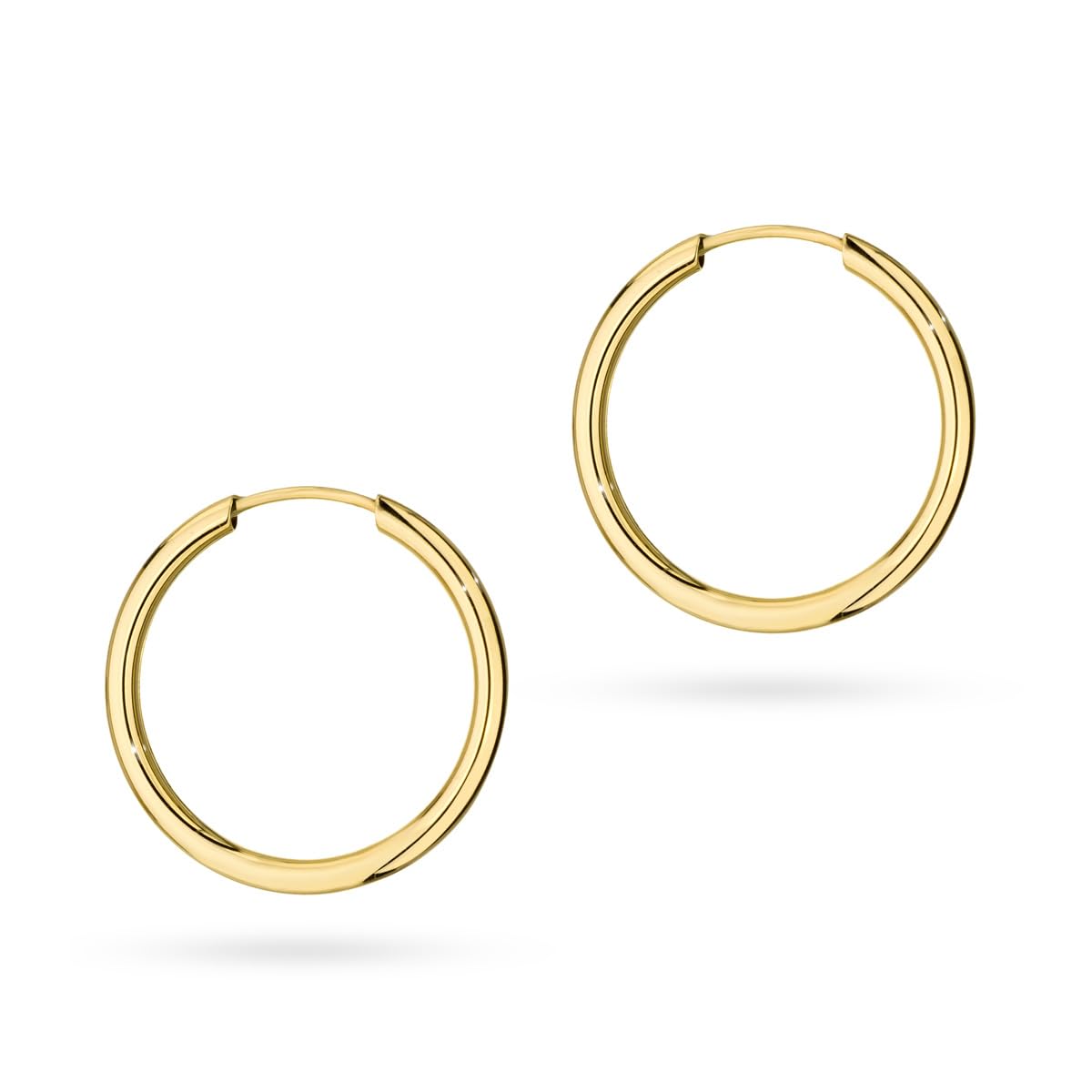 Orecchini a cerchio da donna in vero oro 14 carati (585), eleganti orecchini in oro giallo, gioielli senza tempo, ideali per tutti i giorni e per Natale