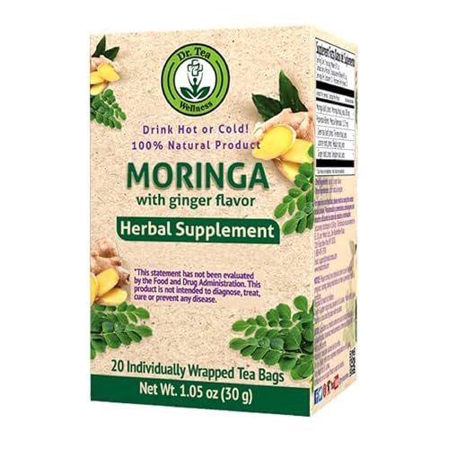 Dr. Tea Wellness Moringa - Té de hierbas con sabor a jengibre, 20 bolsas de té