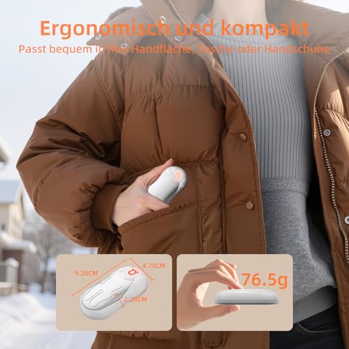 OUTJUT 12000mAh Magnetischer Handwärmer Elektrisch 2er-Set, 360°-Wärme – Ansicht 6