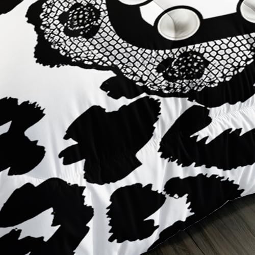 Image of AILONEN Coquette Leopard Comforter Queen 3-Piece Fashion Bow Bedding Brushed Microfiber Quilted Duvet Alternative Master Bedroom Decor Stylish Lace Pearl Print Quilt 2 Cases