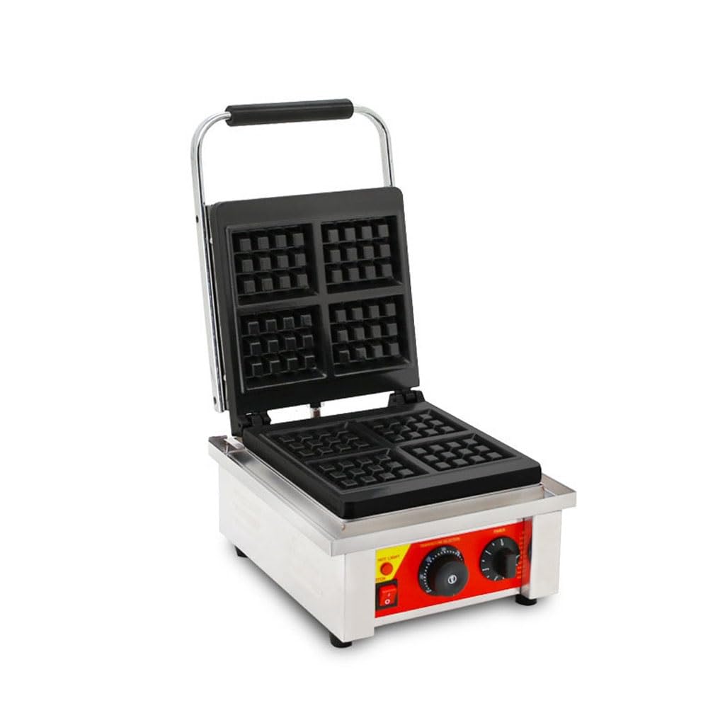 Comercial Gofrera Belga Antiadherente Máquina Eléctrica Para Hacer Gofres Acero Inoxidable Control De Temperatura Y Tiempo Para Gofres Dorados Esponjosos Apto Para Restaurante Snack Bar Familia