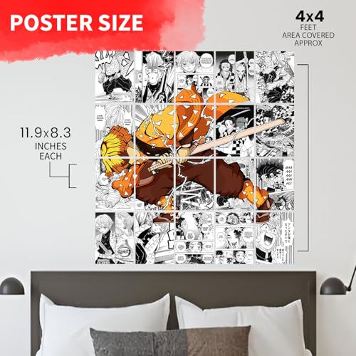 Image of VEENSHI Set of 20 Zenitsu Wall Posters | Demon Slayer | Poster of Anime | 300 GSM Thick Poster Size : 11.9x8.3 inch