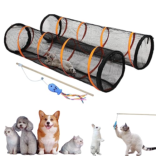 ITENT Katzenspieltunnel für den Innen- und Außenbereich, 2er-Packung, Katzenspielhaus, Katzengehege, einfach mit Zwei Reißverschlusstüren zu...