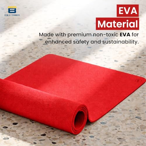 Image of Btag Premium TPE Yoga Mat for Women & Men | Anti-Slip Exercise & Gym Mat for Home Workouts | Lightweight & Durable | 8 mm (Red)