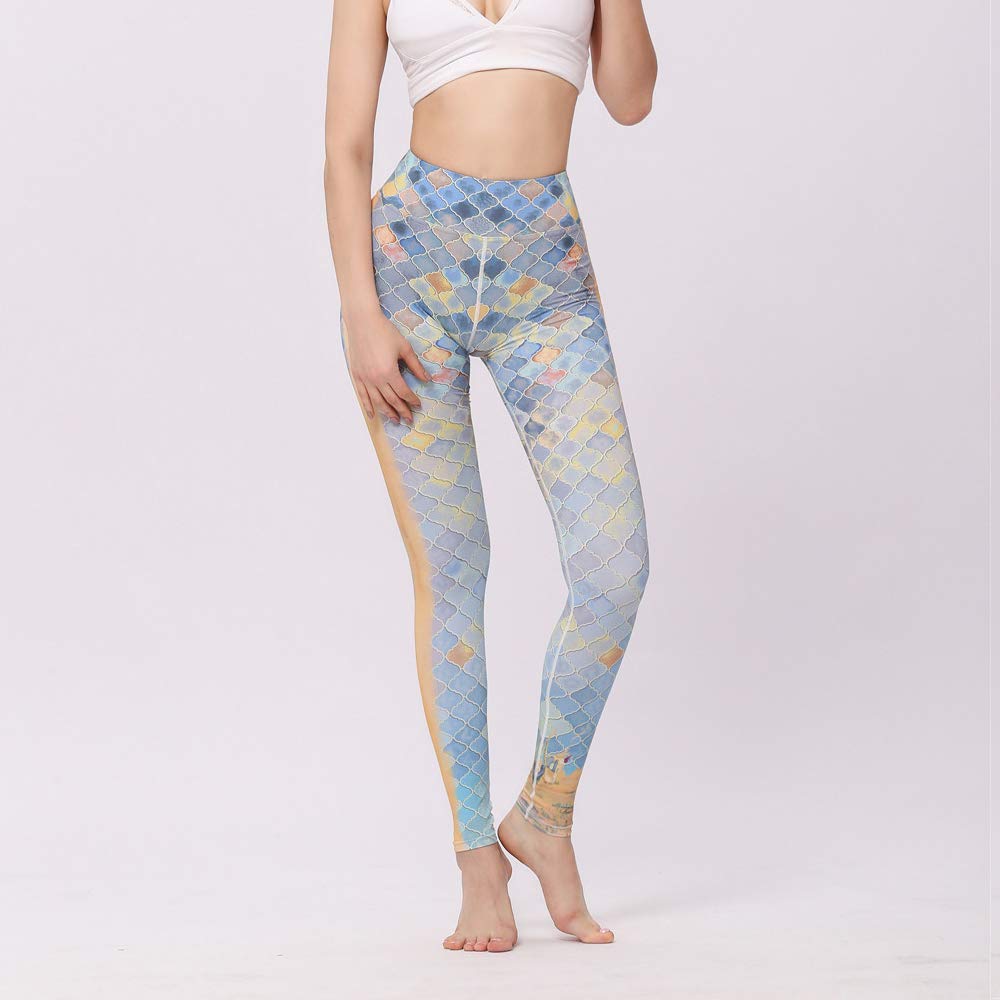 Yogahosen Damen, Yoga Pants Damen Omens High Waist Gym Sport Leggings Tummy Control Running Workout Kompressionsstrumpfhose Stretch Trainingshose Mit Aufdruck,A-M