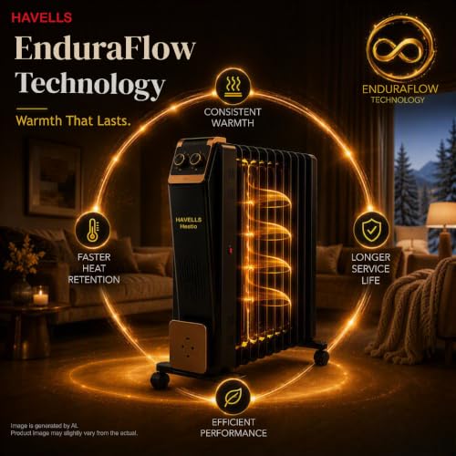 Add Havells 13 Fin Oil Filled Room Heater, 2900W, Black - Image 5