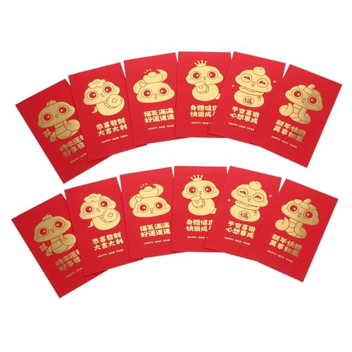 DECORNIJIA 24個年蛇年?金?包 厚手耐久紙製 春節用ラッキーマネーポケット 新年お祝い多機能パケット