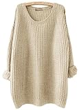 ARJOSA Women's Fall Sweaters Pullover Oversized Cable Knit Sweater Tunic Tops (Large, Off-White)