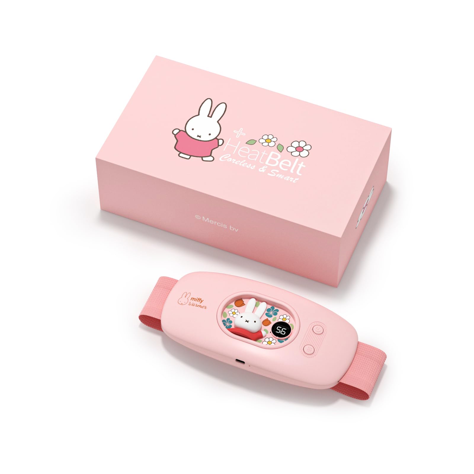 Mipow &Miffy, cuscinetto riscaldante portatile senza fili per crampi mestruali, dispositivo elettrico per cintura in vita, cuscino riscaldante per donne e ragazze (rosa), festa della mamma