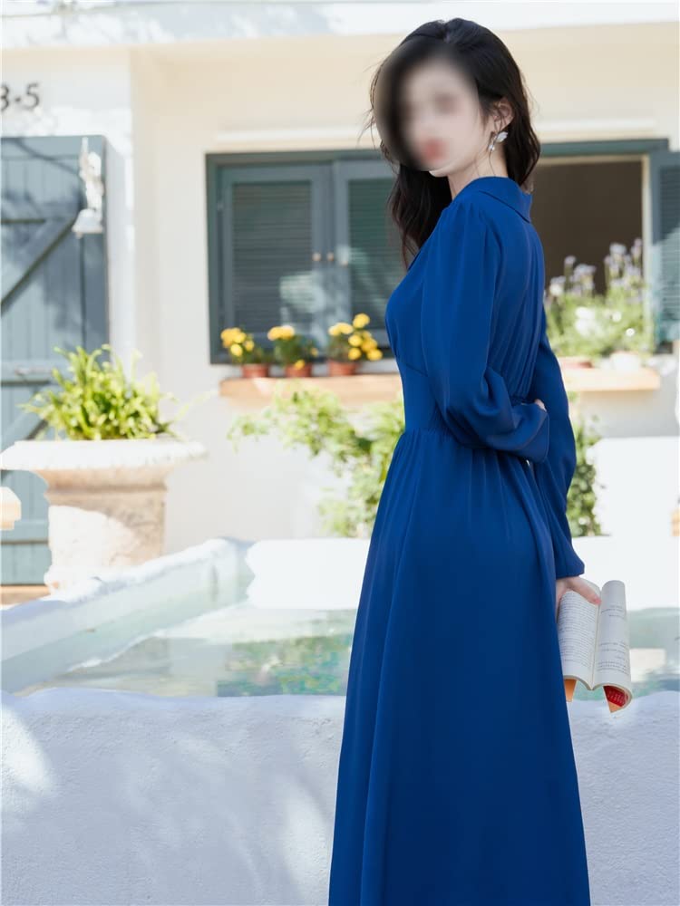 MFCHY Blue Dress for Women Vintage Elegant Vintage Dress Long Sleeved  Autumn Dresses Office French Style Dresses (Color : D, Size : Xl) :  Amazon.sg: Fashion