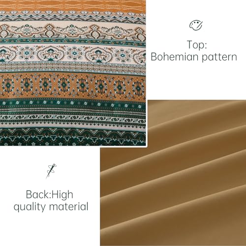 Image of Cottolester Boho Comforter Set Full Size,8 Pieces Brown and Green Bohemian Striped Bed in a Bag,Paisley Soft Microfiber Bedding Comforter Set