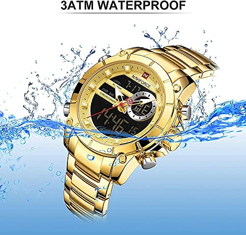 NAVIFORCE Watch for Men Dual Display Digital Quartz Watches Multifunctional Business Stainless Steel Wristwatch