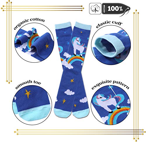 Color City Girls Socks Knee High Stockings Cartoon Animal Warm Cotton Socks (6 Pairs Unicorn C) #TOP3