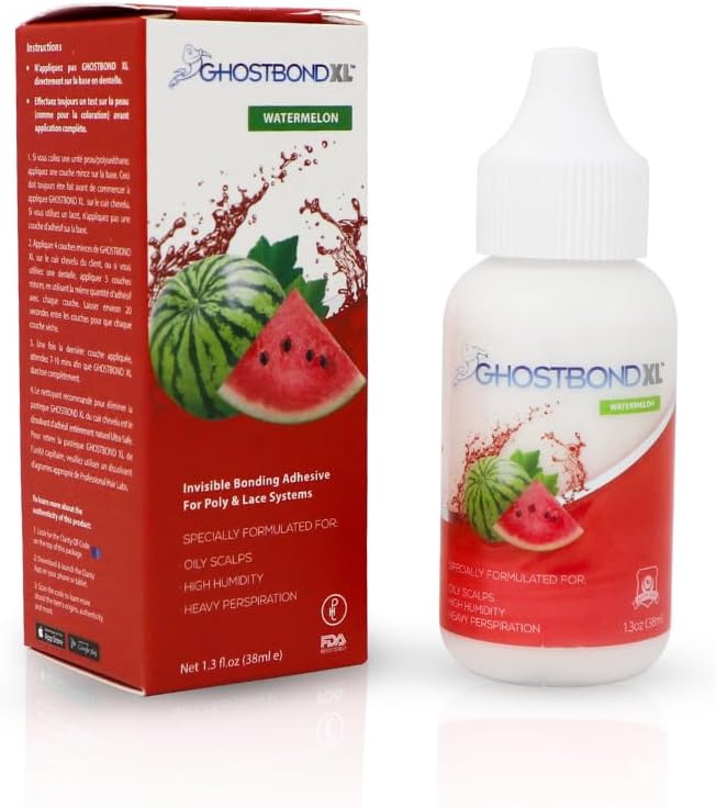 Pro Hair Labs - Ghostbond XL Watermelon - Full Head Bond For Poly & Lace | Wig Glue Hair Adhesive Specially Formulated For High Humidity, Heavy Perspiration, And Oily Scalps - 1.3oz
