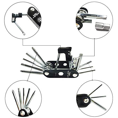 Image of WOTOW Bike Repair Tool Kit & Bike Saddle Bag, 14 in 1 Bike Chain Tool Hex Key Wrench Maintain Accessories Multitool Set with Portable Under Seat Bag for Road Mountain Commuter Bicycle