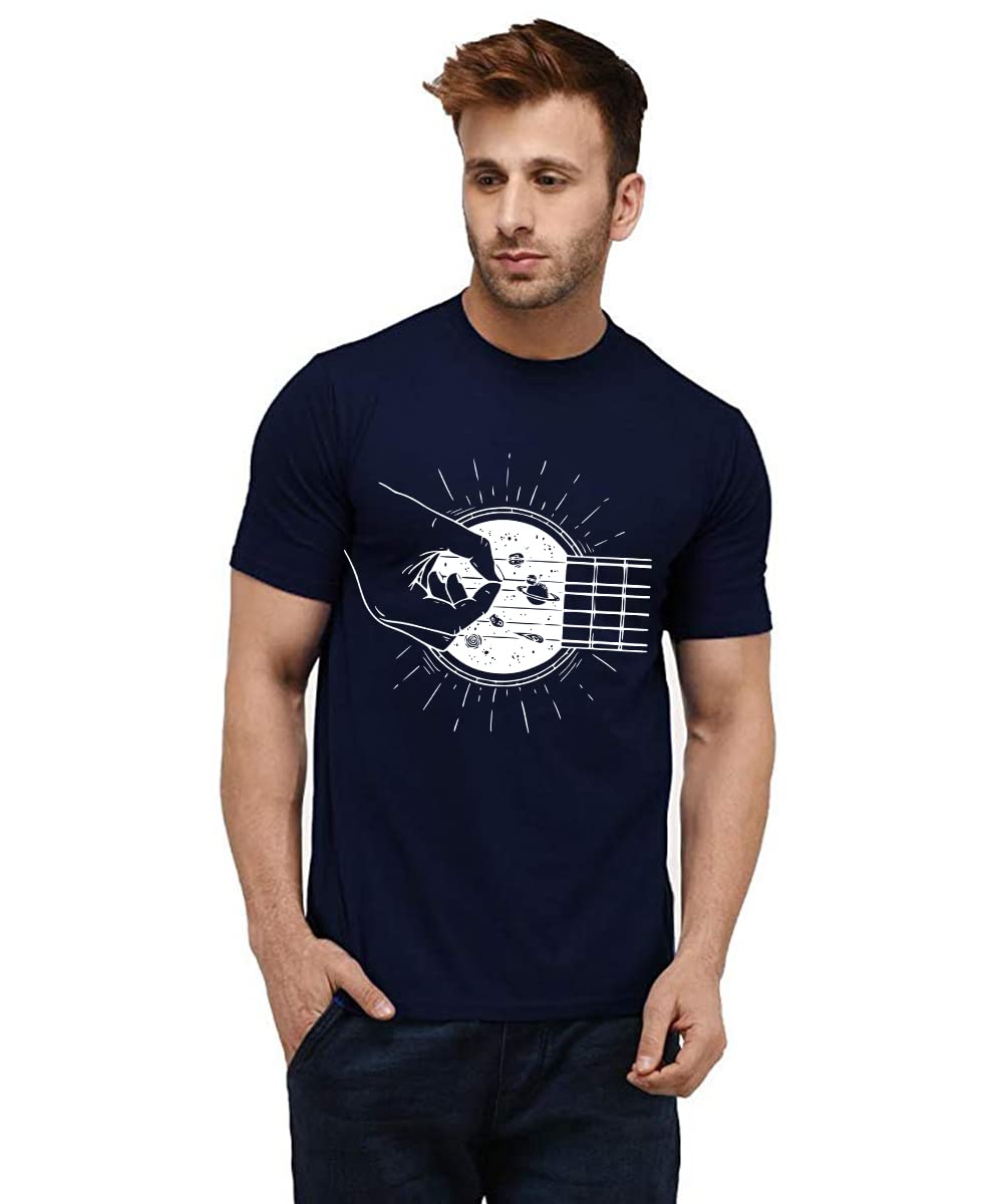 CaseriaMen's Cotton Printed T-Shirt -Galaxy Guitar | 100% Cotton | Half Sleeves | Regular Fit | Printed | Round Neck | Graphic T Shirt
