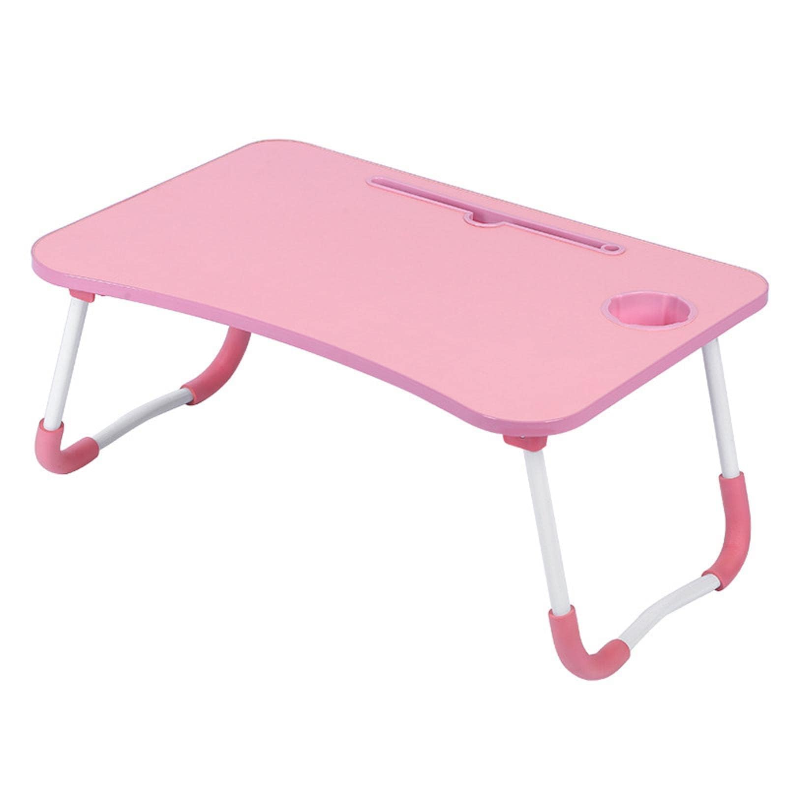 Scrivania per Laptop Multifunzionale Supporto per Laptop Pigro Tavolino Pieghevole Portatile Tavolino da Letto con Cassetto Portaoggetti,Pink