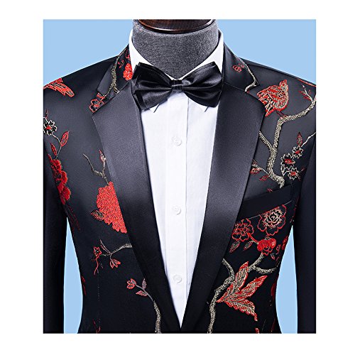 Cloudstyle Mens Suits One Button Floral Blazer 2-Piece Wedding Suits Jacket and Pants2