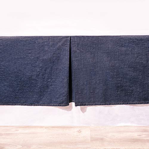 ELEGANT LIFE HOME Cotton Yarn Dyed Washed Denim Bed SkirtDust Ruffle–18 Inch Tailored Drop King 78 x 80 18 Dark Blue 1 PC