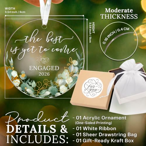 HEXMOZ Engagement Gifts for Couples, Women, Her - Engagement Ornament 2026 - Image 5