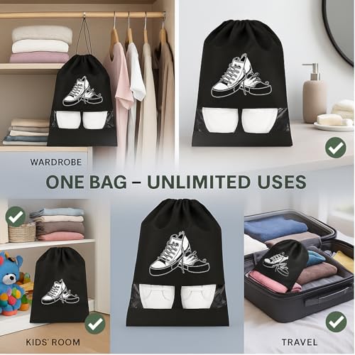 Image of DALUCI Shoe Bag for Travel & Storage, Shoe Cover for Storage at Home Bags for Men & Women, Reusable Organizer Pouch, Travelling Accessories, Footwear Storage Bags, Gym & Home Essentials (Pack of 12)