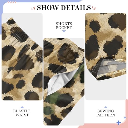 Pajama Pants Lounge Sleep PJ Bottoms Sleepwear Elastic Waist Drawstring M Leopard4